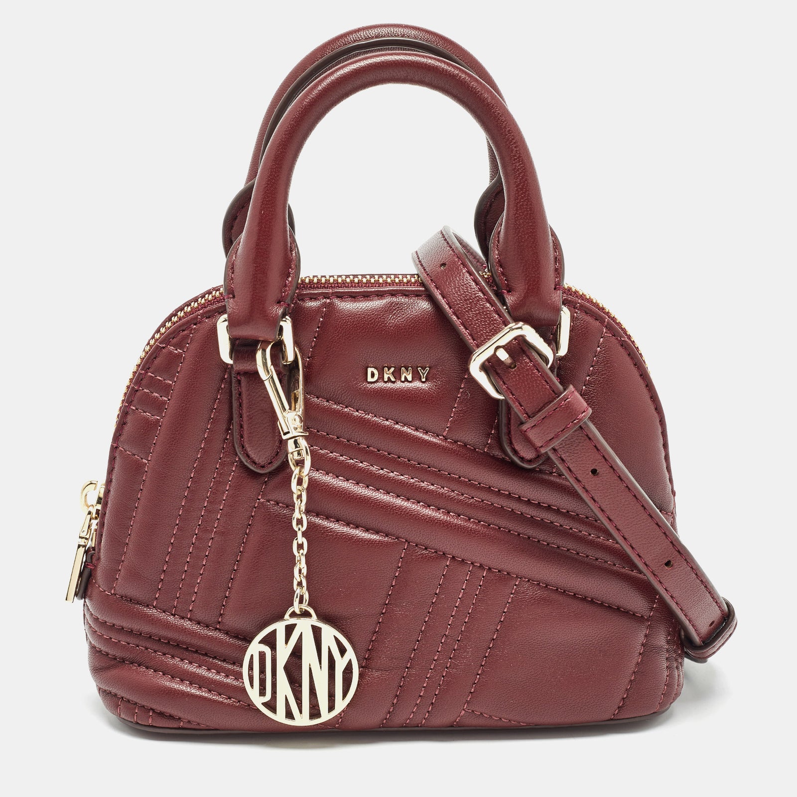 DKNY DKNY Burgundy Quilted Leather Mini Allen Satchel