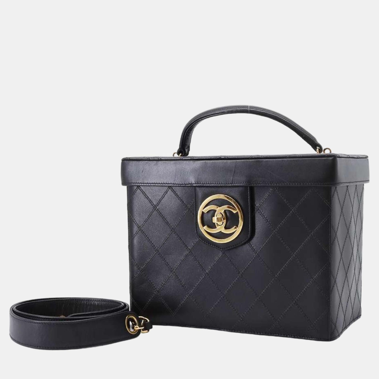 Chanel Black Leather Vanity Case