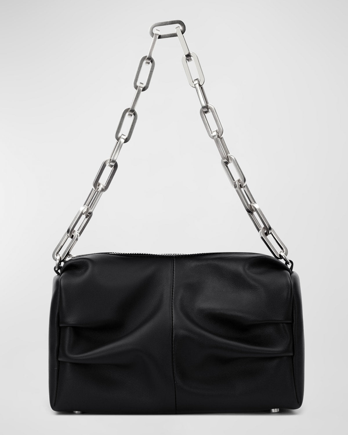 Brandon Blackwood Valentia Ruched Leather Chain Shoulder Bag