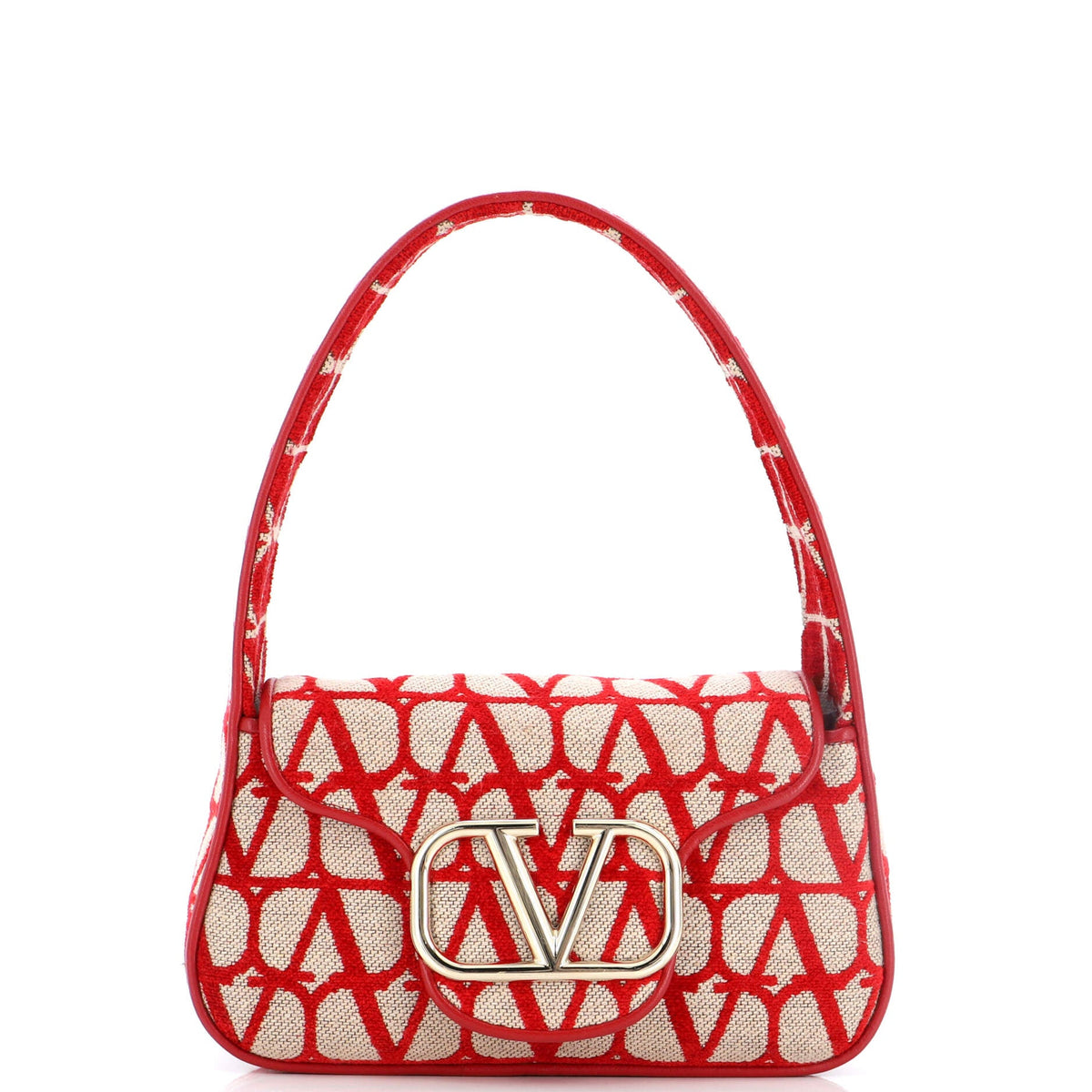 Valentino Garavani VALENTINO GARAVANI Vlogo Top Handle Flap Bag Toile Iconograph Fabric