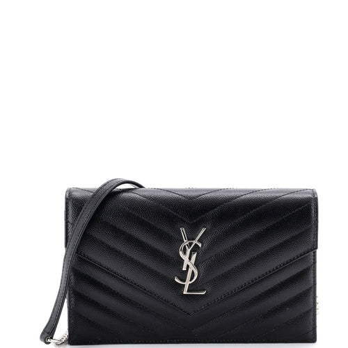 Classic Monogram Wallet on Chain Matelasse Chevron Leather Small