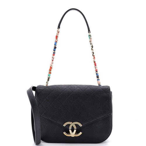 CHANEL Thread Around Flap Bag Quilted Caviar Medium