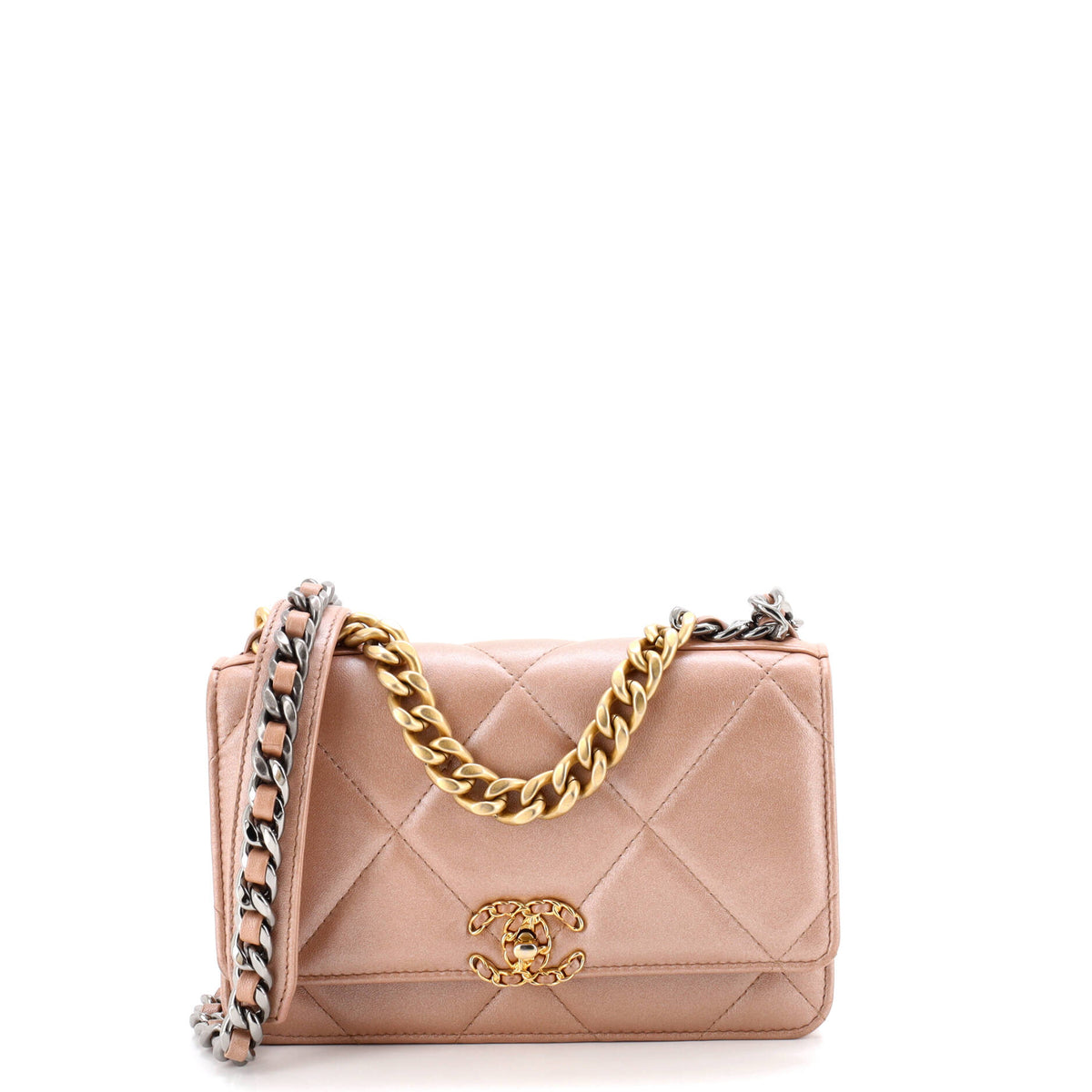 Chanel CHANEL 19 Wallet on Chain Quilted Iridescent Calfskin