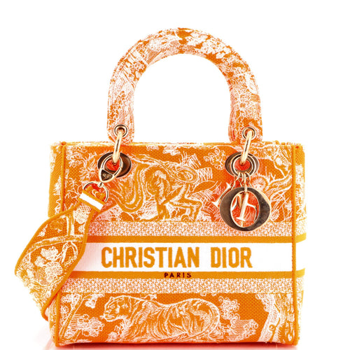 Lady D-Lite Bag Embroidered Canvas Medium