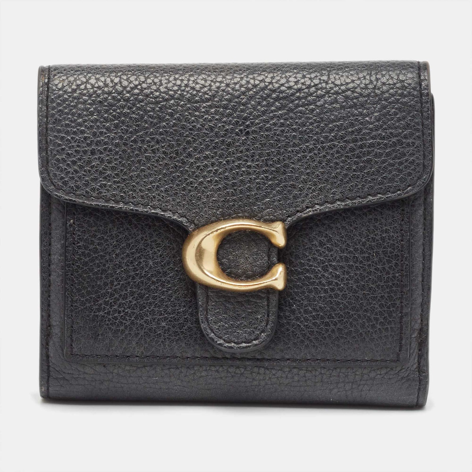 Coach Portefeuille compact en cuir noir Tabby