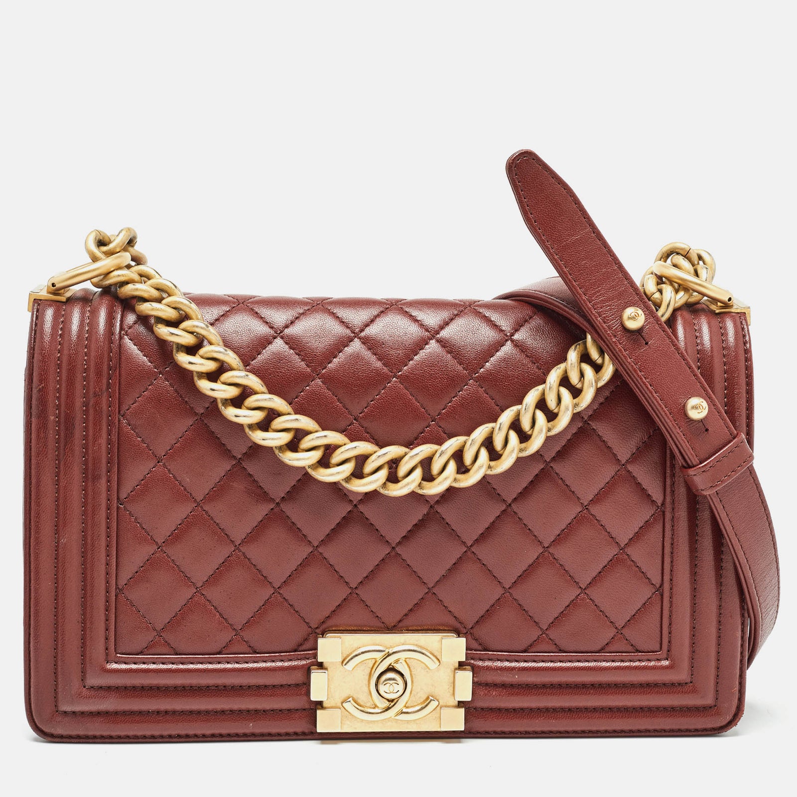 Chanel Red Quilted Leather Medium Boy Flap Bag