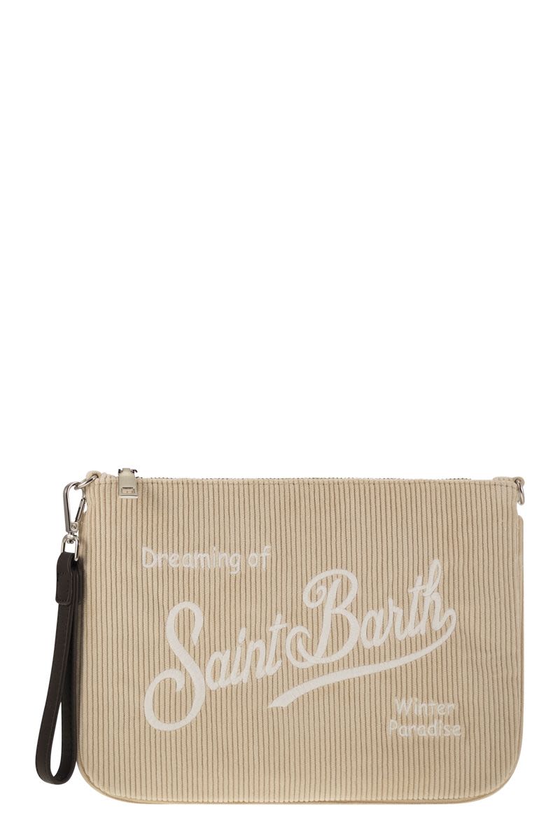 Mc2 Saint Barth Pochette Bag With Shoulder Strap in Light Beige | PAR0009