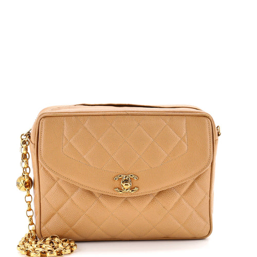 CHANEL Vintage Front Pocket Camera Bag Quilted Caviar Small