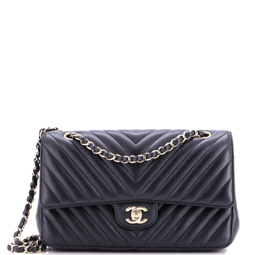 CHANEL Classic Double Flap Bag Chevron Lambskin Medium