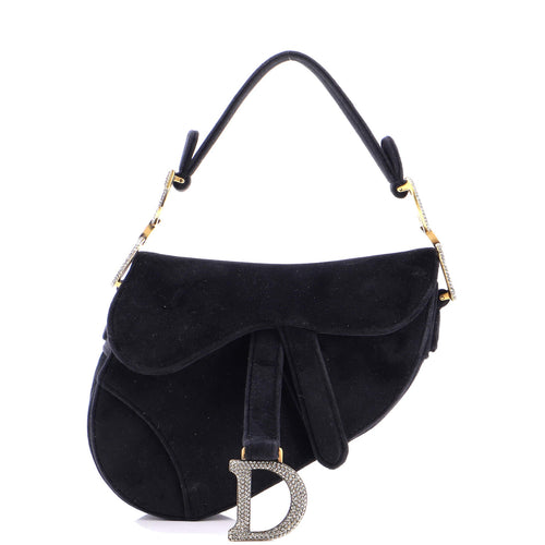 Saddle Handbag Velvet with Crystals Mini