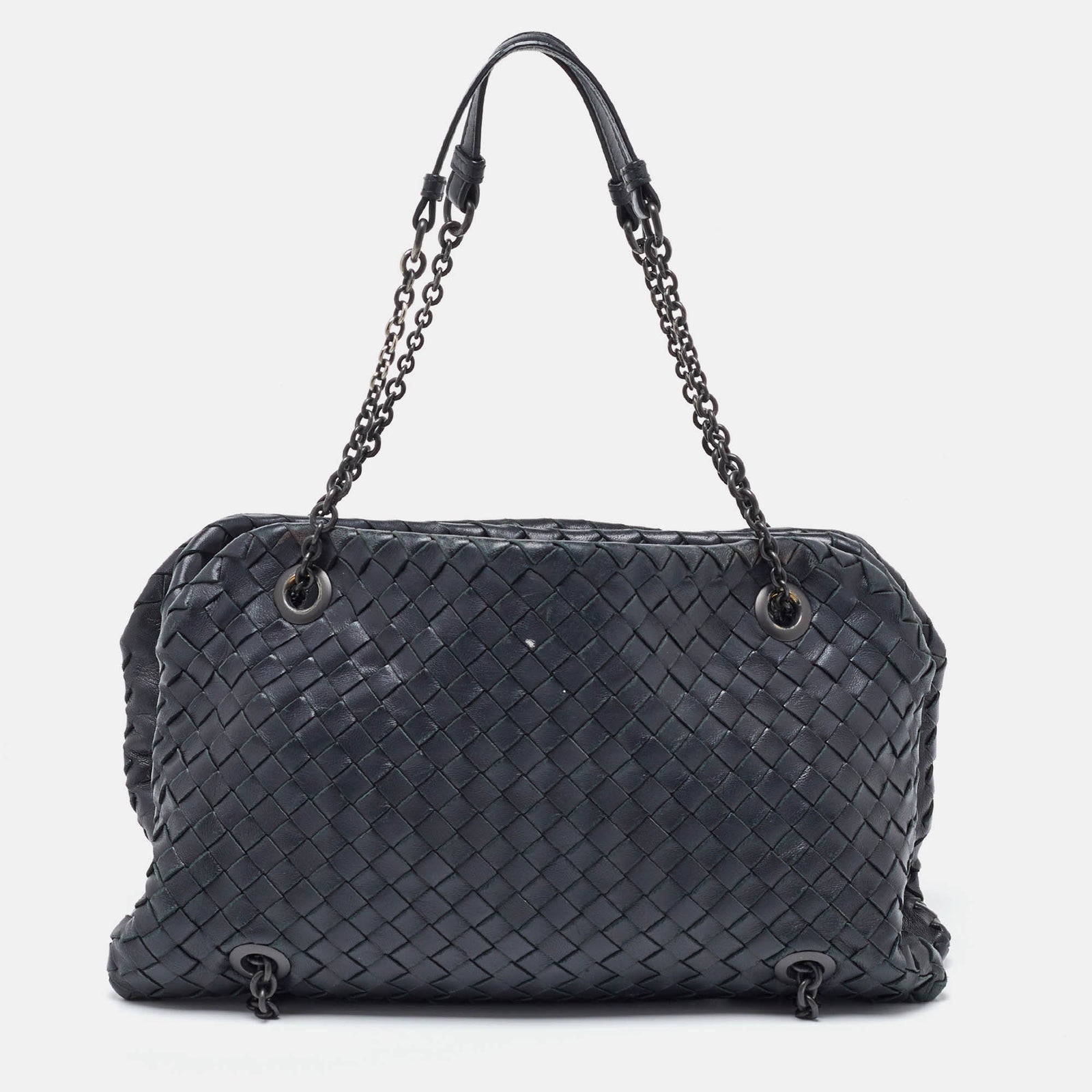 Bottega Veneta Sac à bandoulière en cuir intrecciato noir