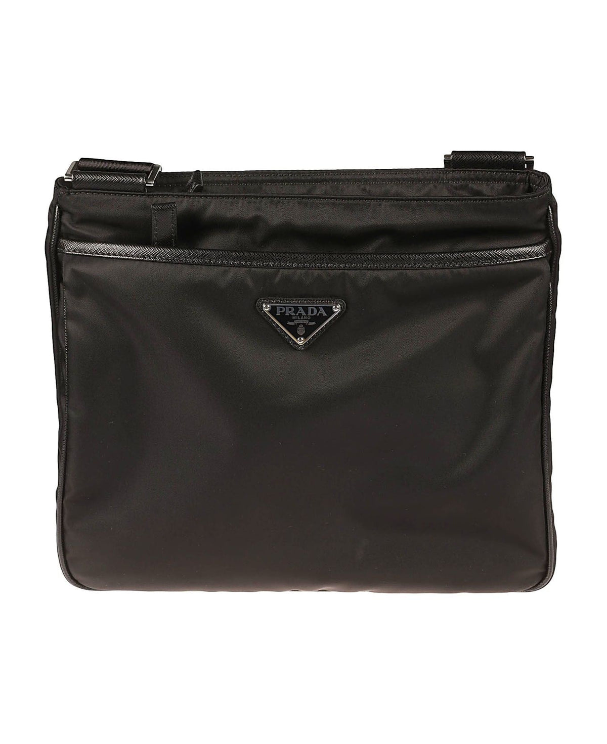 Prada Men's Logo Detail Crossbody Bag in Nero | 2VH1182DMH