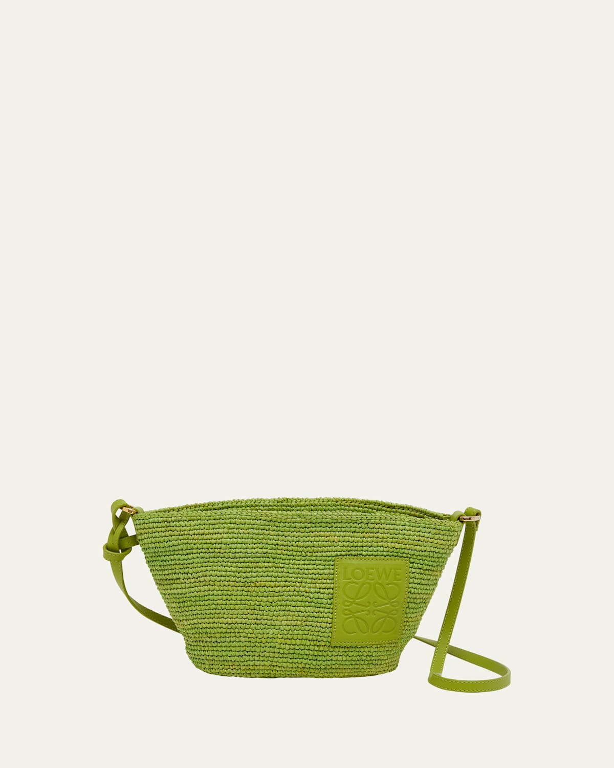 Loewe x Paula's Ibiza Slit Pochette Bag in Raffia with Leather Strap