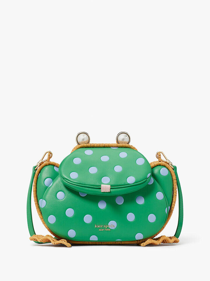 Kate Spade Au Lily Polka Dot Wicker 3D Frog Crossbody