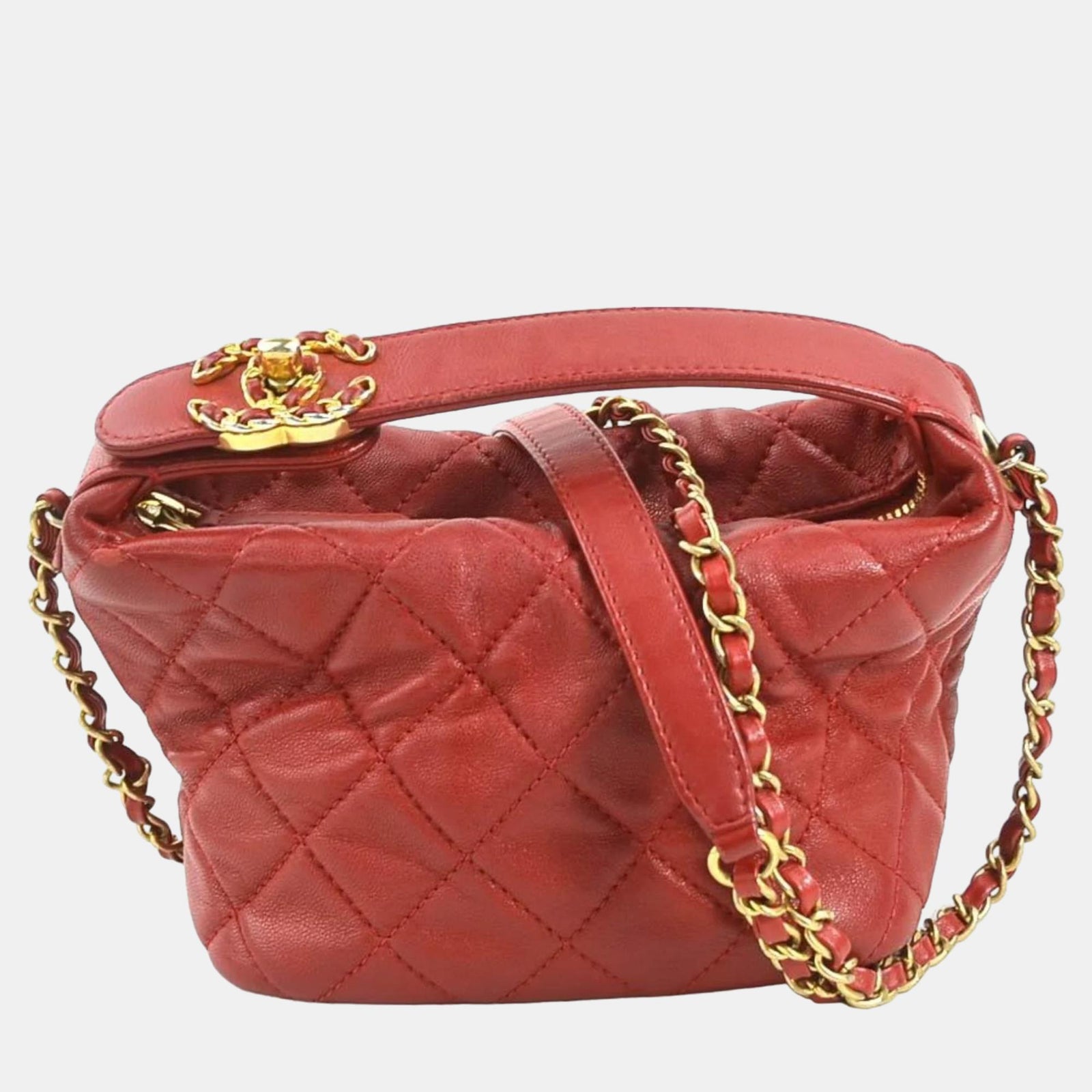 Chanel Rote CC Hobo-Tasche aus Leder