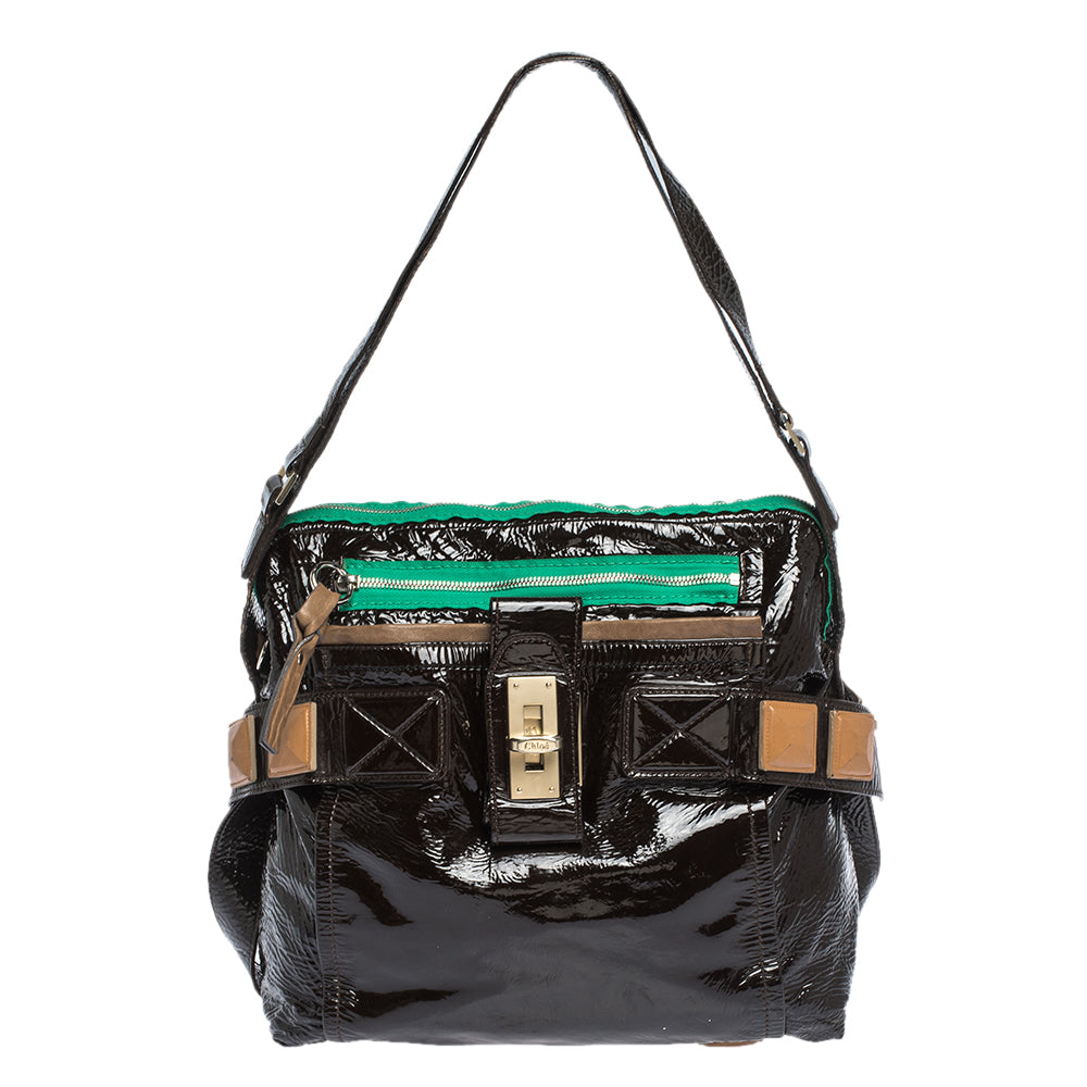 Chloe Black Patent Leather Audra Tote