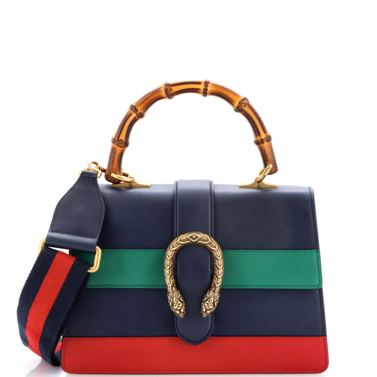 Gucci GUCCI Dionysus Bamboo Top Handle Bag Colorblock Leather Medium