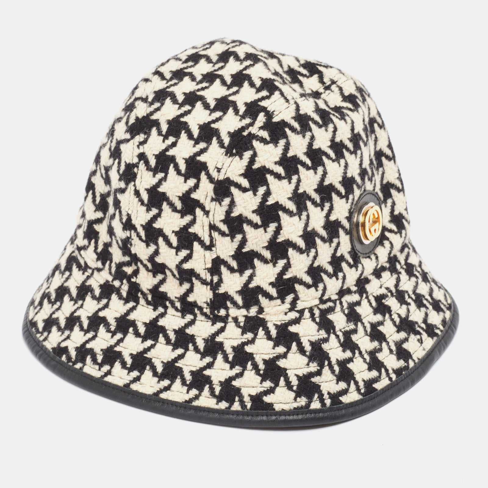 Gucci Chapeau Bob en Laine et Coton à Motif Pied-de-Poule Monochrome M