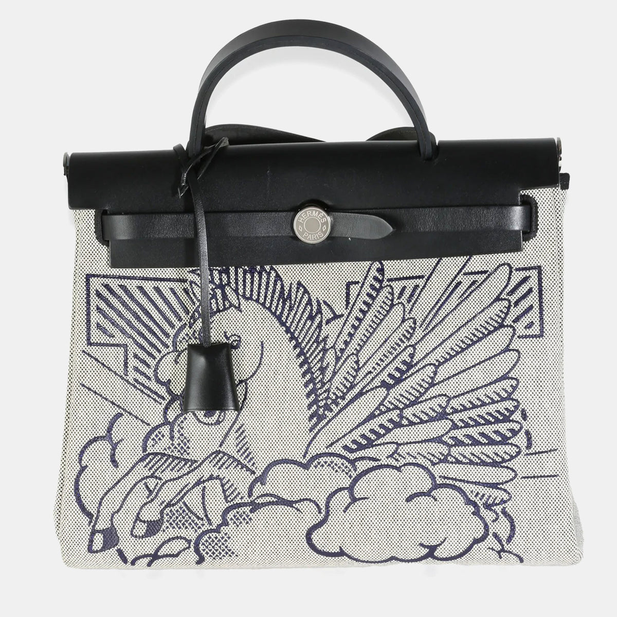 Hermès Bleu Indigo Ecru Black Vache Hunter Toile H Pegase Pop Herbag 31 PM