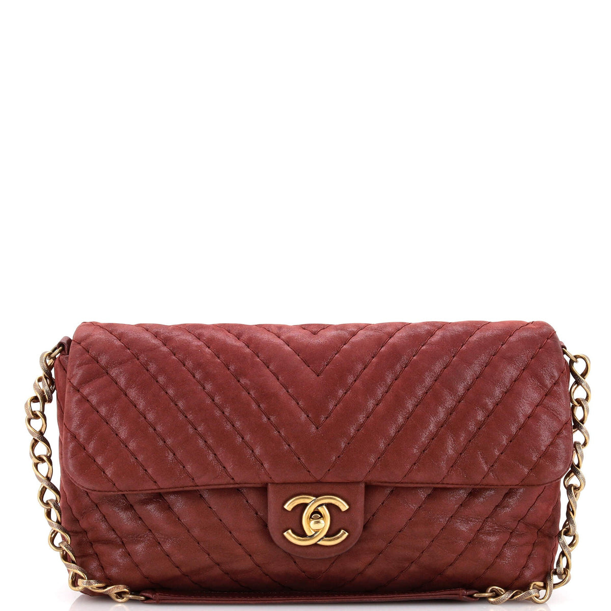 Chanel CHANEL Surpique Chevron Flap Bag Quilted Iridescent Calfskin Jumbo