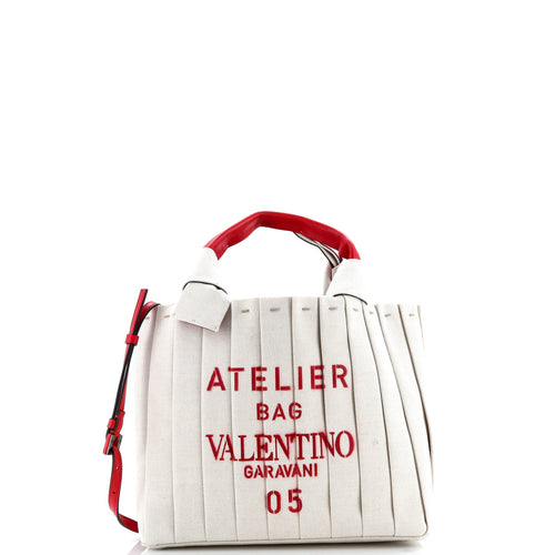 VALENTINO GARAVANI Atelier 05 Tote Pleated Canvas Medium
