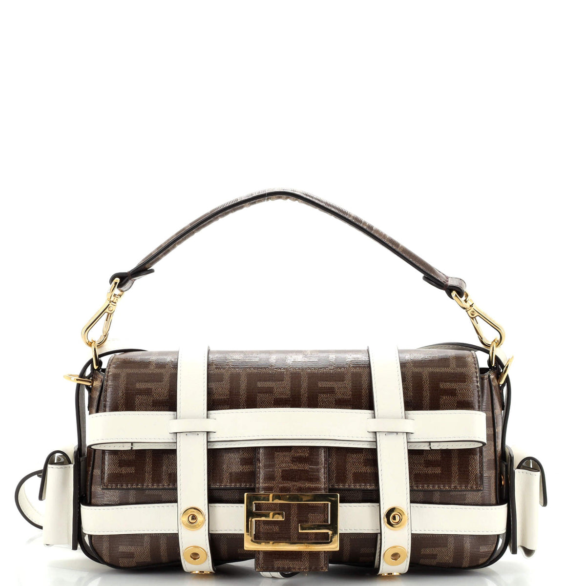 Fendi FENDI Baguette Cage Bag Zucca Coated Canvas and Leather Medium