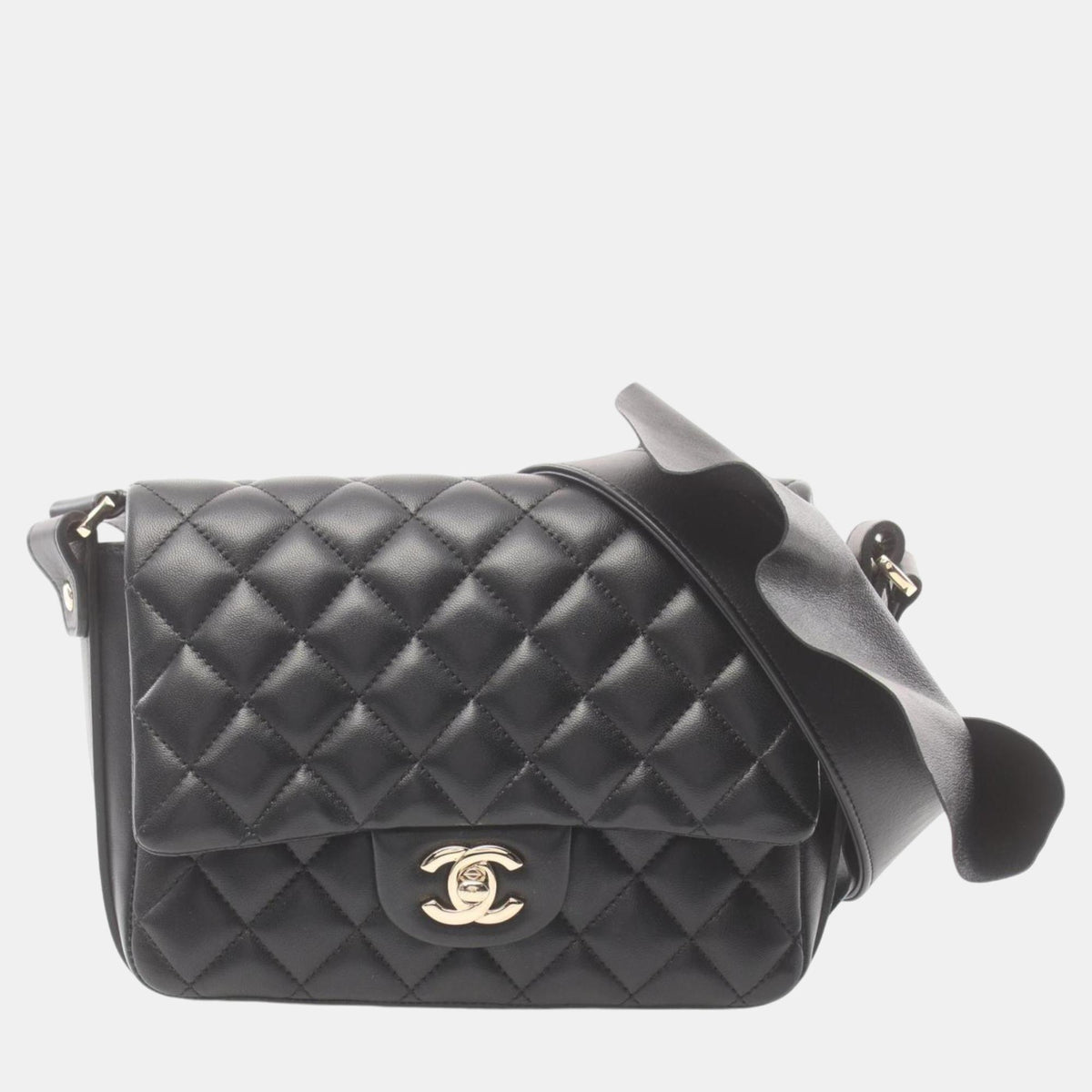 Chanel Black Lambskin Matelasse Shoulder Bag