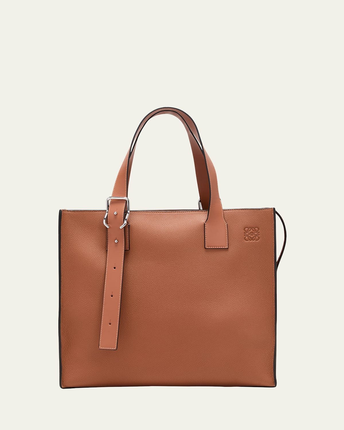 Loewe Men's Buckle Zip Leather Tote Bag