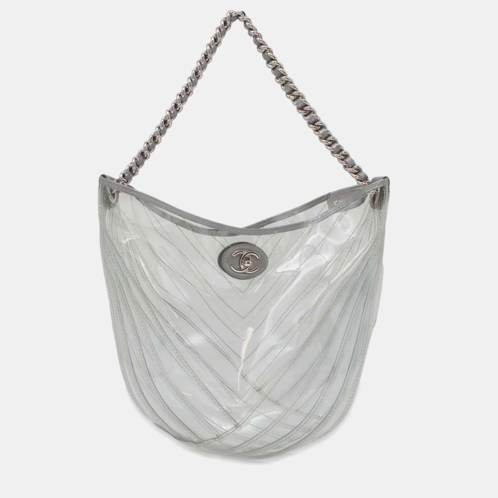 Chanel Sac à bandoulière en PVC transparent avec chaîne et point en V