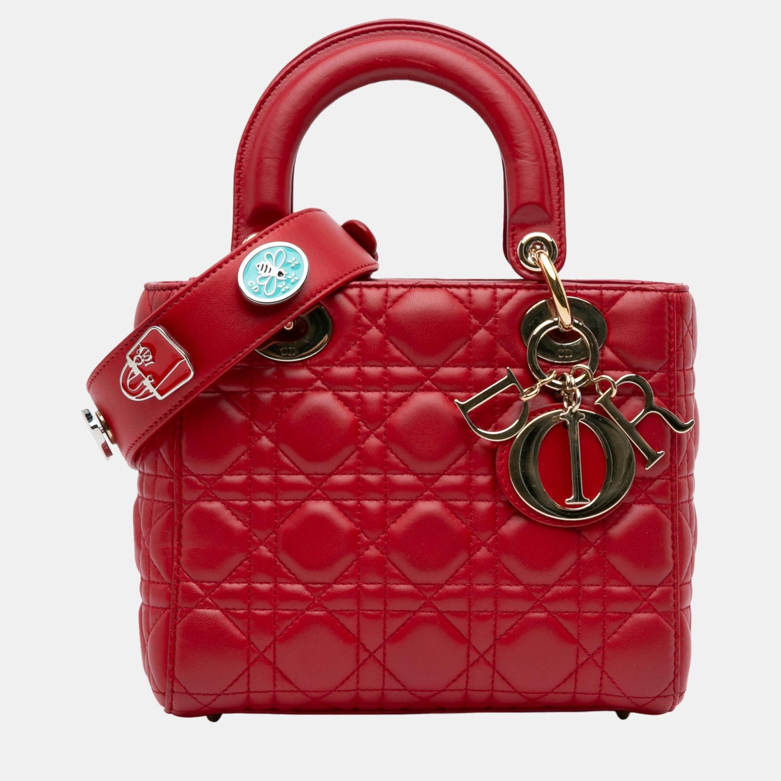 Dior Petit sac fourre-tout My ABCLady en cuir d'agneau rouge