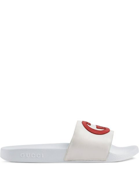 Gucci Men's Gg Logo Slides in Grey White | Size 8 | 6447560R0F0