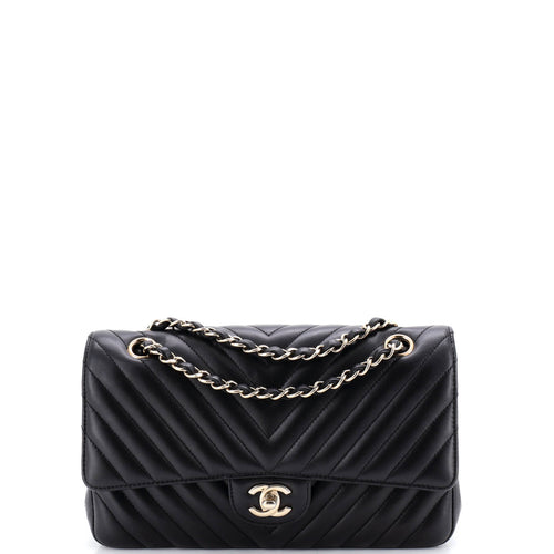 CHANEL Classic Double Flap Bag Chevron Lambskin Medium