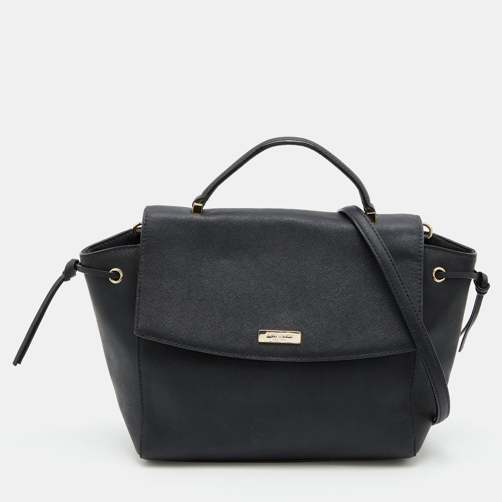 Kate Spade Schwarze Ledertasche mit Klappgriff