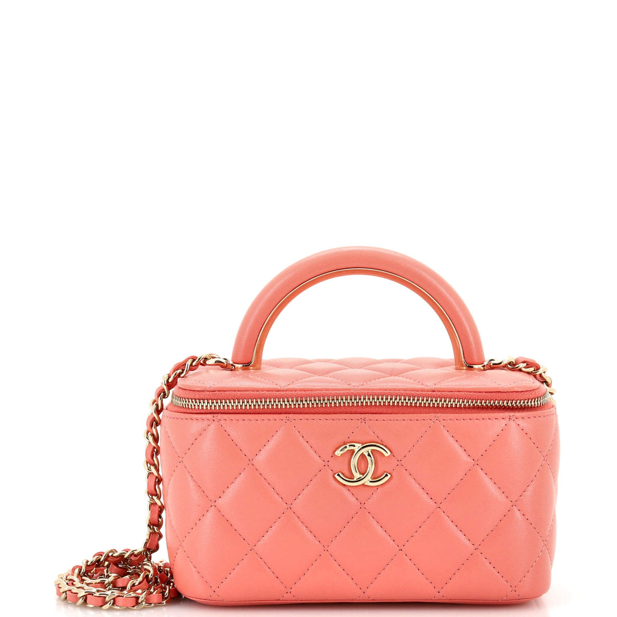 Chanel CHANEL Charming Handle Vanity Case with Chain Quilted Lambskin Small