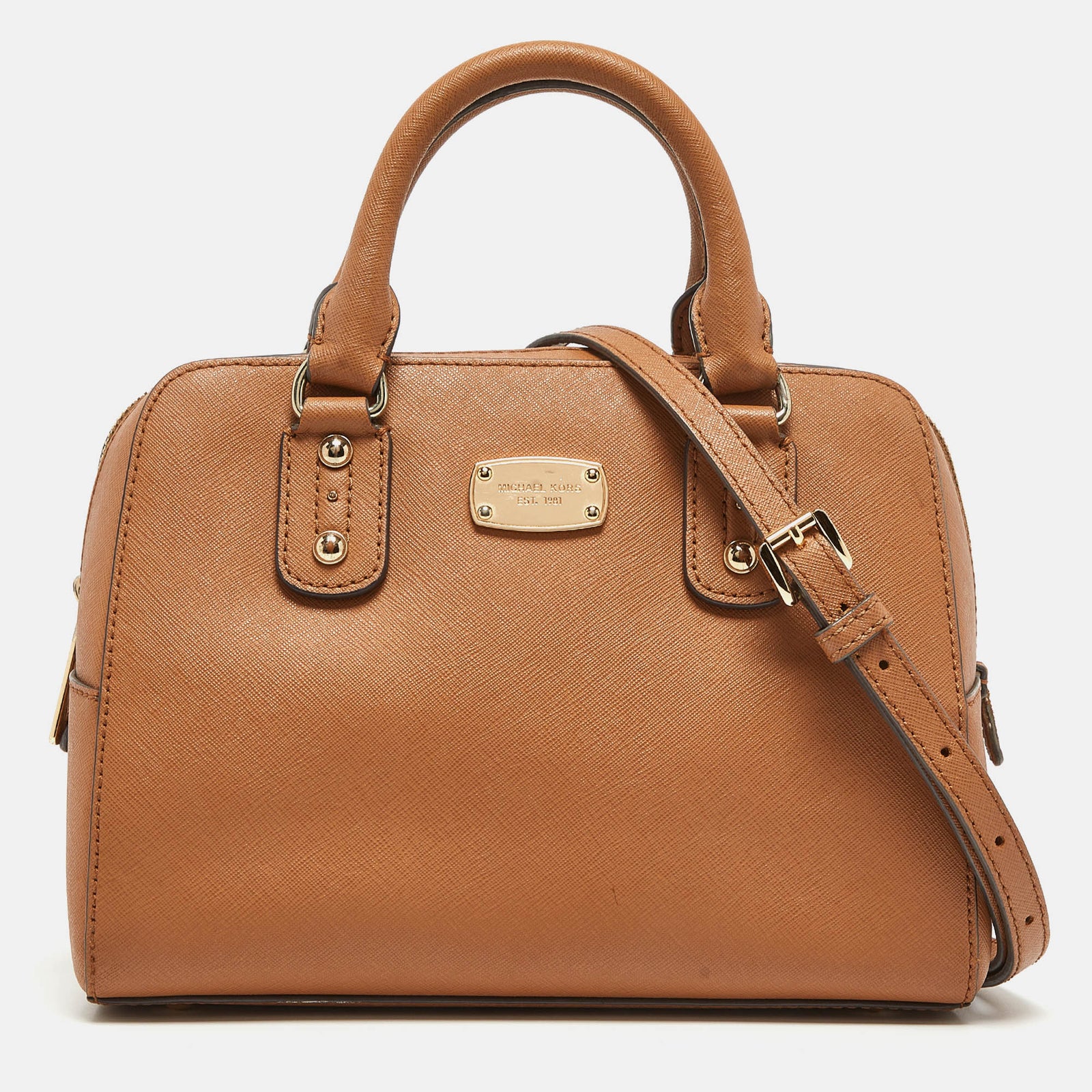 Michael Kors Brown Saffiano Leather Logo Satchel