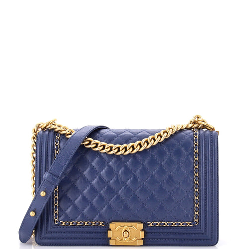 CHANEL Jacket Boy Flap Bag Quilted Aged Calfskin New Medium