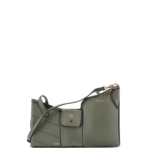 FENDI Bustine 3 Pockets Crossbody Bag Leather Mini