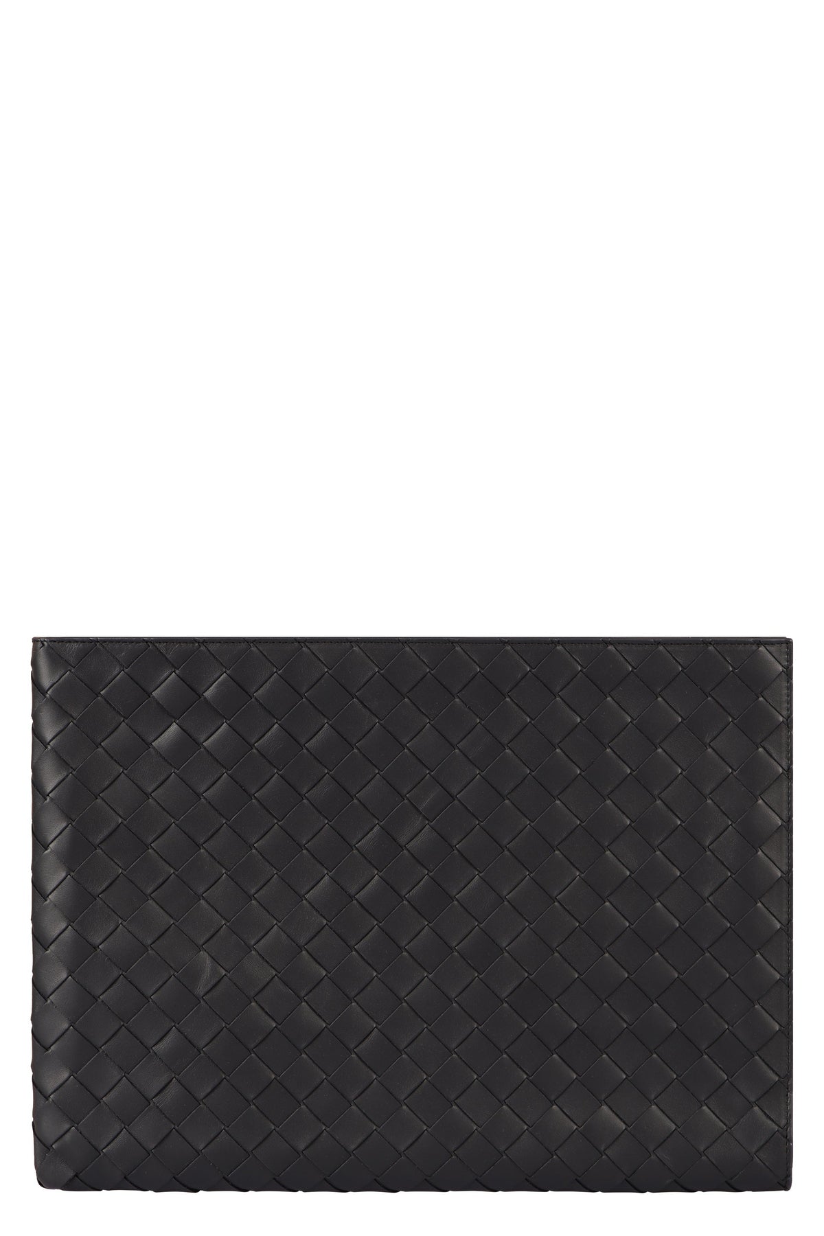 Bottega Veneta Men's Intrecciato Half Zipped Pouch in Black | 607479VCPQ5 Color 4225