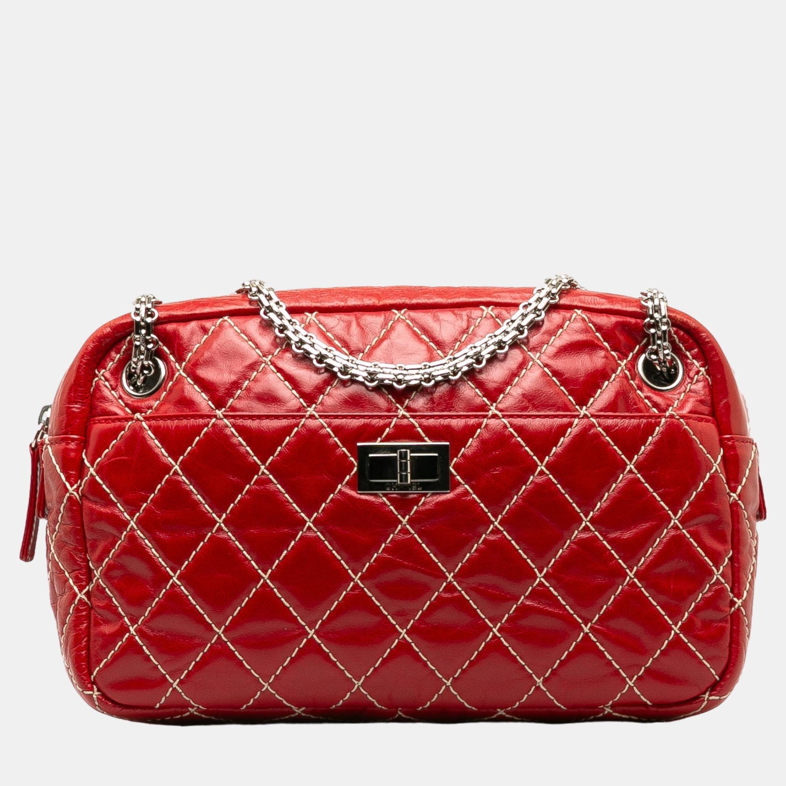 Chanel Sac pour appareil photo matelassé rouge de taille moyenne réédité