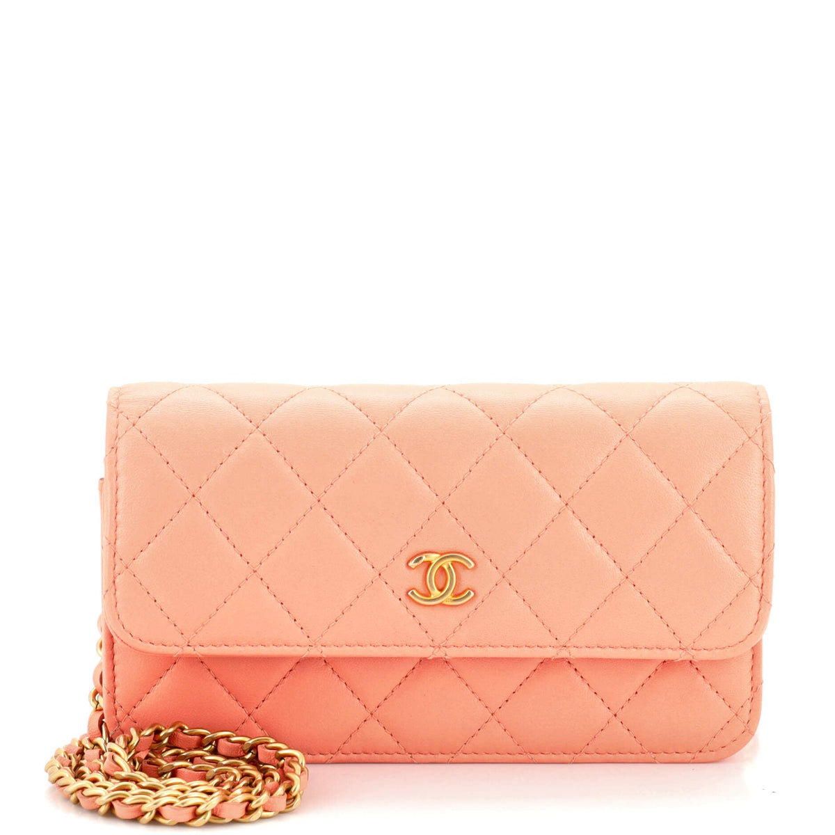 Chanel CHANEL Pearl Crush Flap Phone Holder with Chain Quilted Lambskin