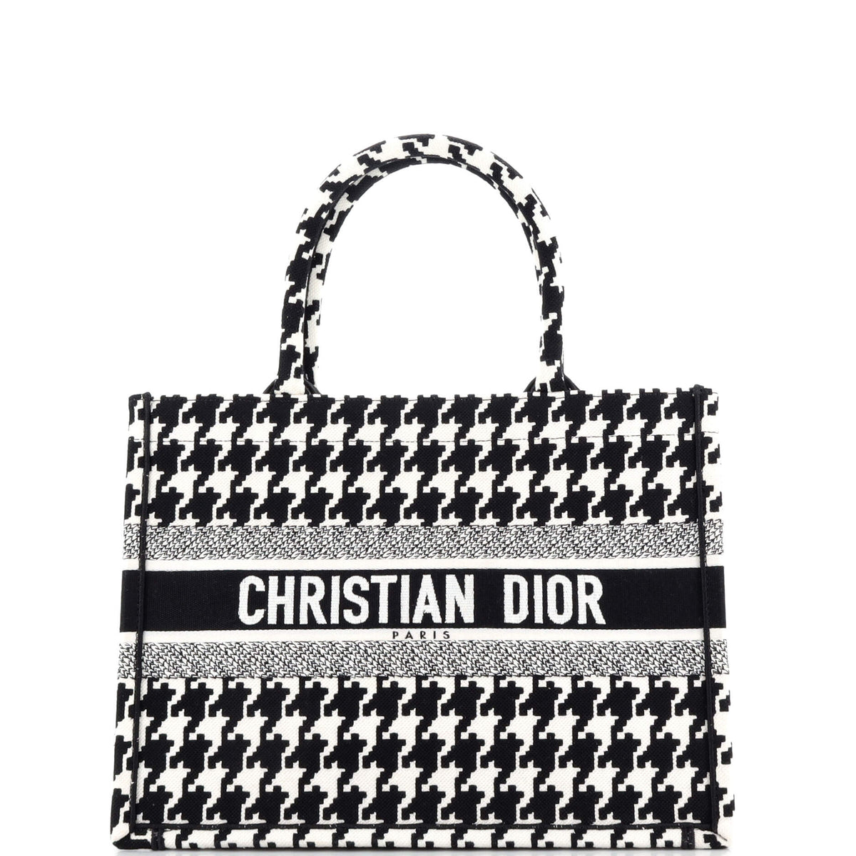 Christian Dior Book Tote Houndstooth Canvas Medium