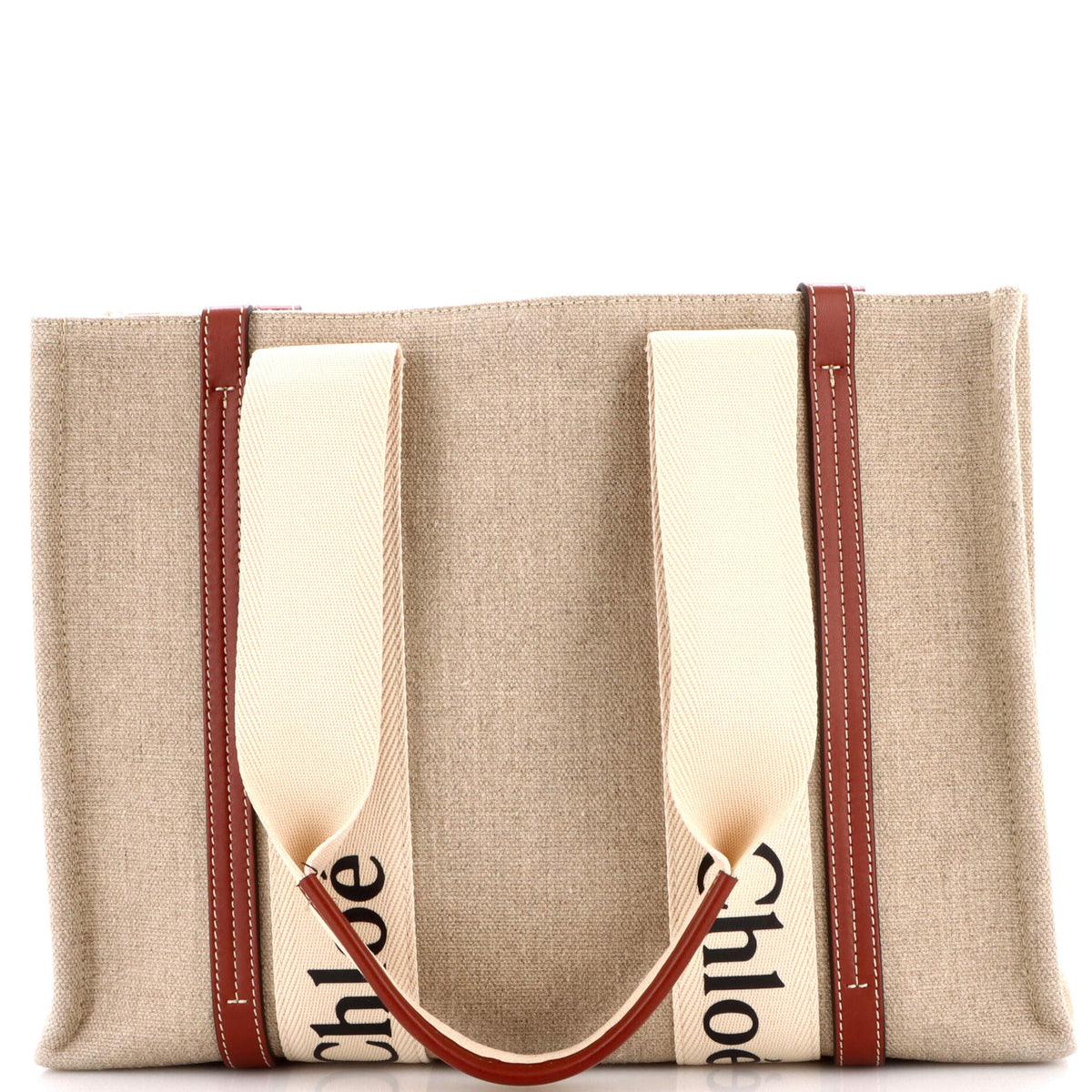 Chloe CHLOE Woody Tote Canvas with Leather Medium