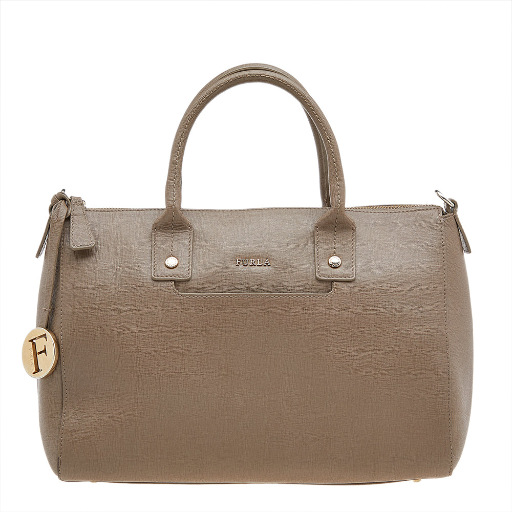 Dark Beige Leather Medium Linda Tote