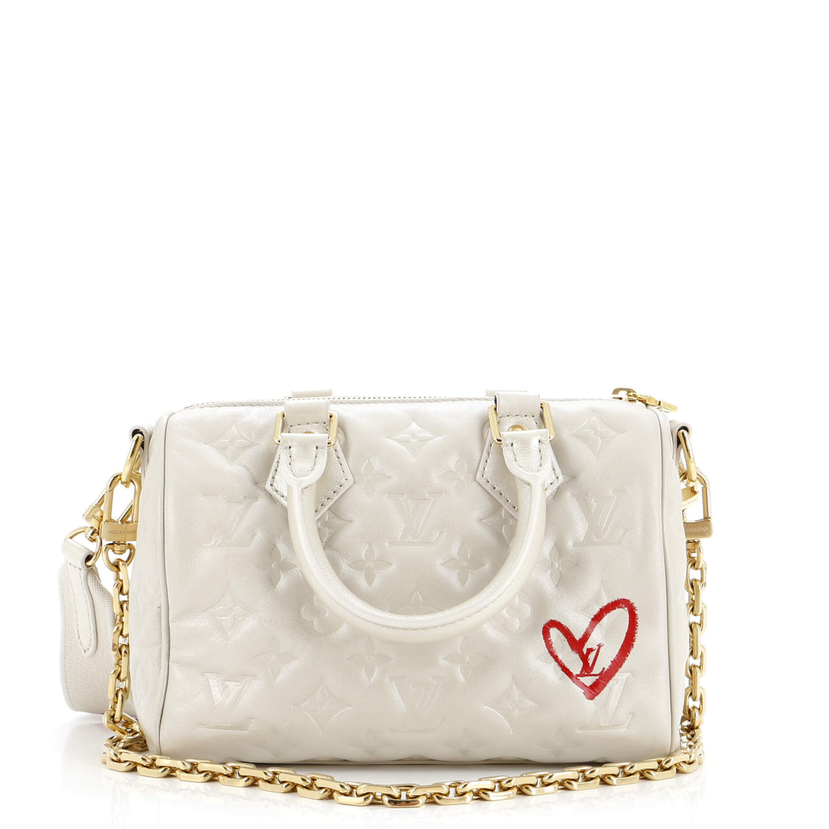 Louis Vuitton Speedy Bandouliere Bag Limited Edition Fall in Love Monogram Embossed Lambskin 22