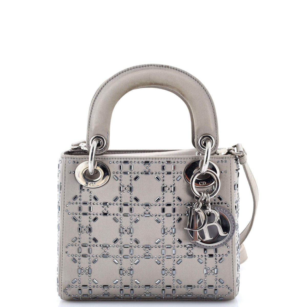 Christian Dior Lady Dior Bag Crystal Embellished Cannage Quilt Satin Mini