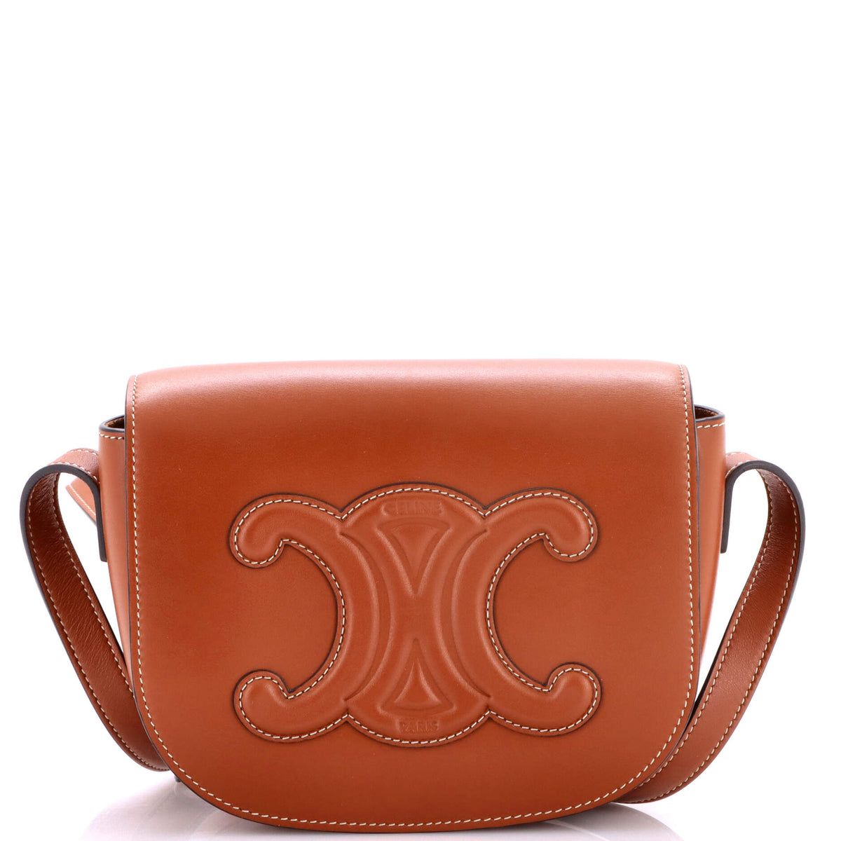 Celine CELINE Cuir Triomphe Folco Bag Leather