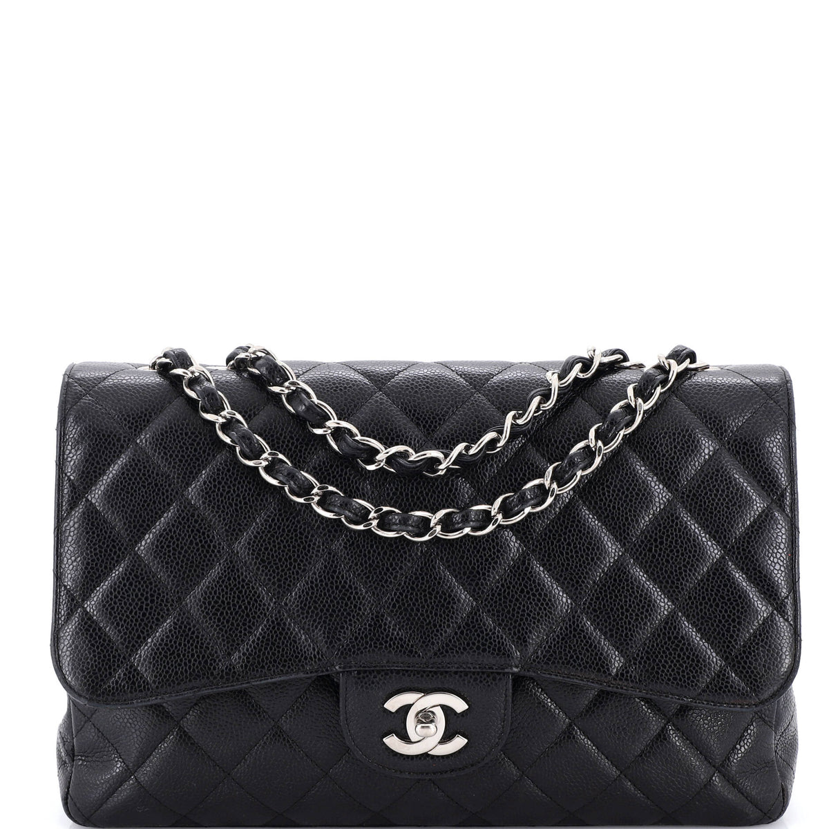 Chanel CHANEL Classic Single Flap Bag Quilted Caviar Jumbo