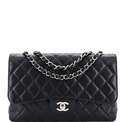 CHANEL Classic Single Flap Bag Quilted Caviar Jumbo