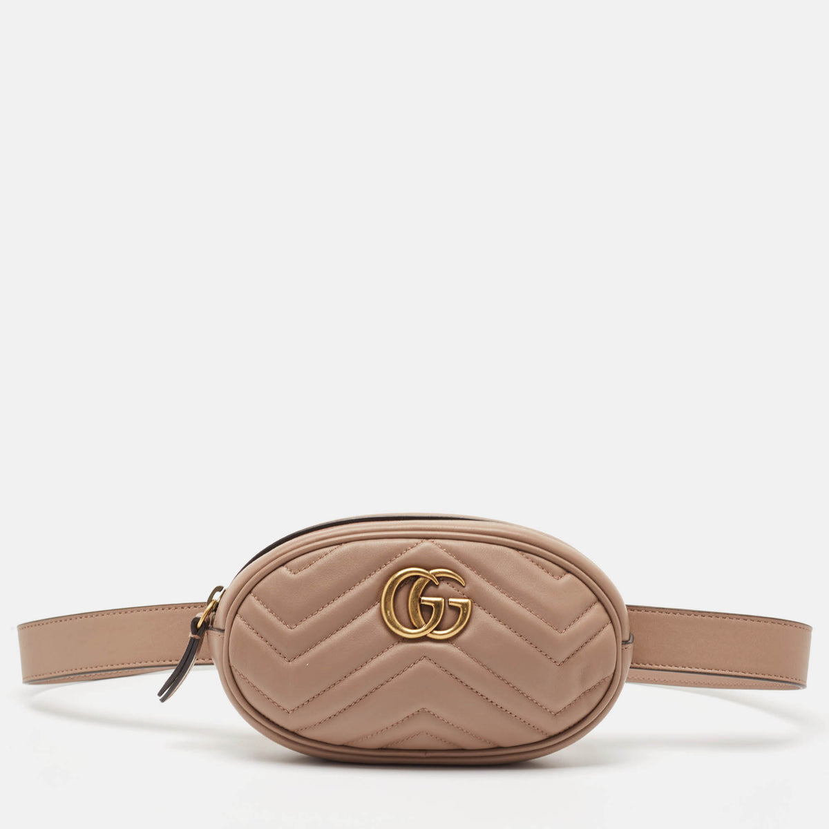 Gucci Dusty Pink Matelass&eacute; Leather GG Marmont Belt Bag