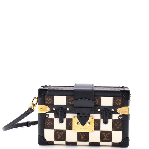 Petite Malle Handbag Damier Tressage Monogram Canvas and Leather